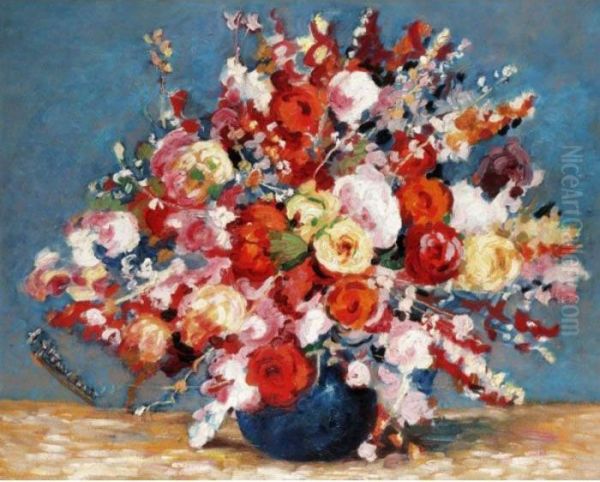 Still Life With Vase Of Flowers Oil Painting by Alexander Altmann