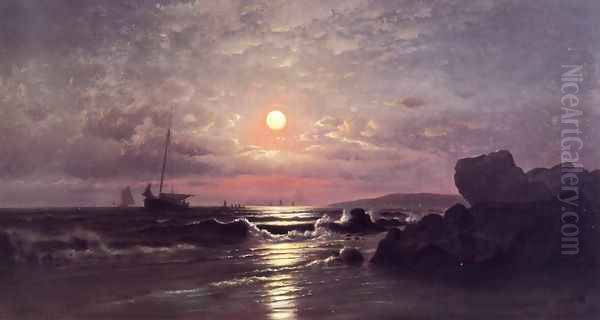 Moonrise on the New England Coast Oil Painting by Francis Augustus Silva