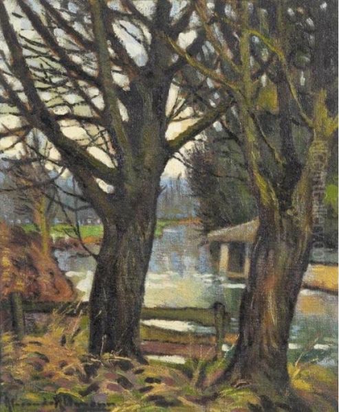 Trees By The River Oil Painting by Alexander Altmann