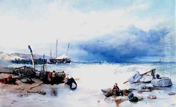 On the Coast of Brittany, 1858 Oil Painting by William Clarkson Stanfield