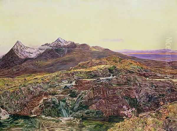 Cuillin Ridge Skye from Sligechan Oil Painting by John William Inchbold