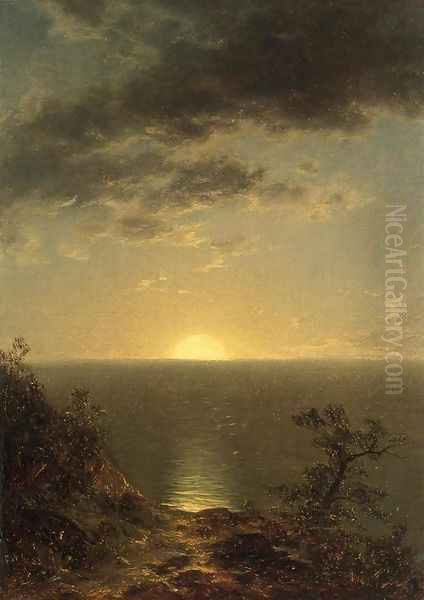 Moonrise on the Coast Oil Painting by John William Casilear