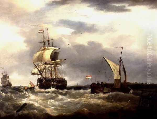 Vessels off the Dutch Coast Oil Painting by George Webster