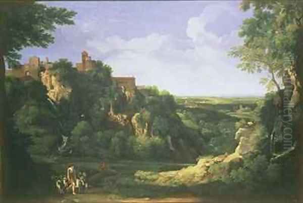 View of Tivoli with Rome in the Distance Oil Painting by Gaspard Dughet