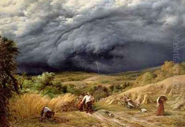 Storm in Harvest 1856 Oil Painting by John Linnell