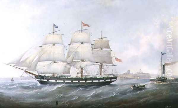 The Ship Salacia at the Mouth of the Tyne Oil Painting by John Scott