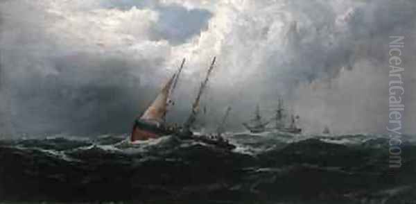 After a Gale Wrecker Oil Painting by James Hamilton