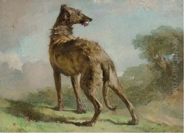 A Lurcher In A Landscape Oil Painting by Richard Ansdell