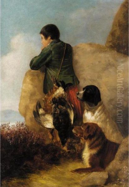 Boy With Game And Dogs Oil Painting by Richard Ansdell