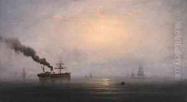 Foggy Morning on the Thames Oil Painting by James Hamilton