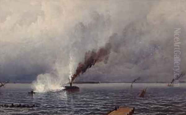 Action Between the Monitor and Merrimac Oil Painting by James Hamilton