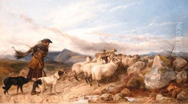 Crossing The Moor Oil Painting by Richard Ansdell