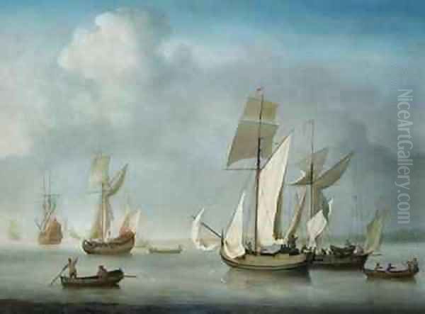 Becalmed off the Coast Oil Painting by Charles Brooking