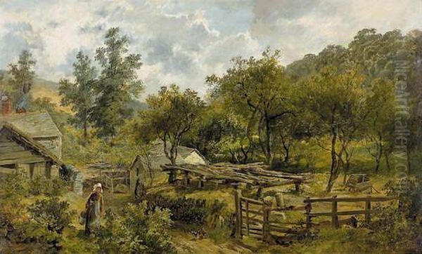 An Old Farm, Hessenford Oil Painting by David Bates