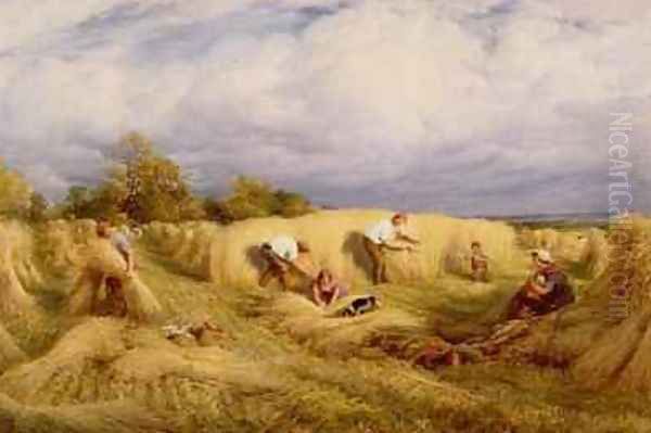 Harvesters 1855 Oil Painting by John Linnell