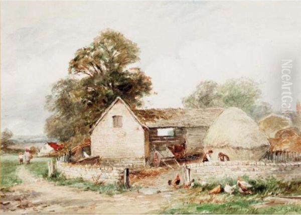 A Rickyard, Baidons Norton Oil Painting by David Bates