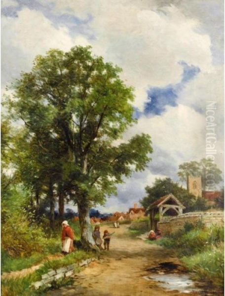 The Lynch-gate, Valley Of The Avon, Warwick Oil Painting by David Bates