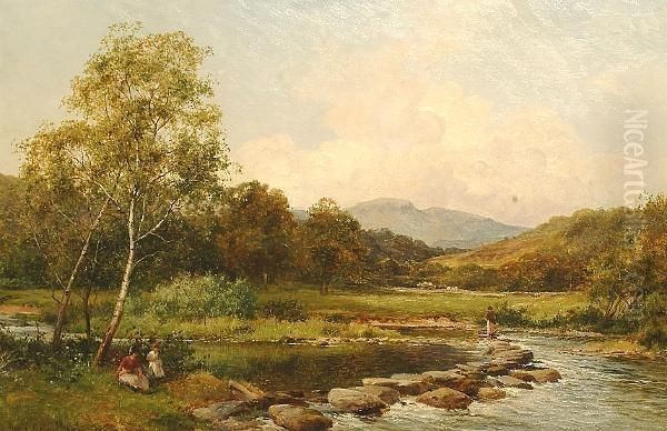 'stepping Stones On The Llugwy'. Oil Painting by David Bates