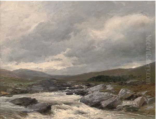 A Spate On The Spean Oil Painting by David Bates