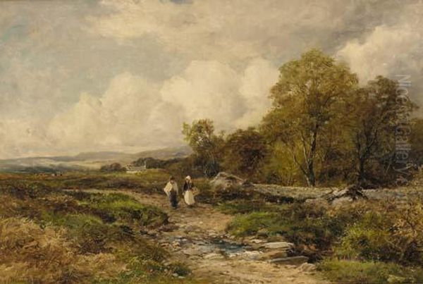 A Path In Wharfedale - Above The Warfe Oil Painting by David Bates