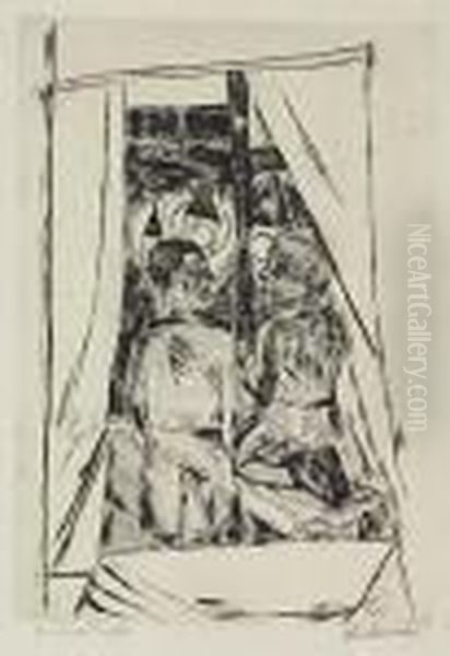 Kinder Am Fenster. Oil Painting by Max Beckmann