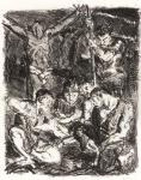 Throwing The Dice Before The 
Cross (die Wurfler Unter Dern Kruz), Plate 6 From Sechs Lithographien 
Zum Neuen Testament (h. 23) Oil Painting by Max Beckmann