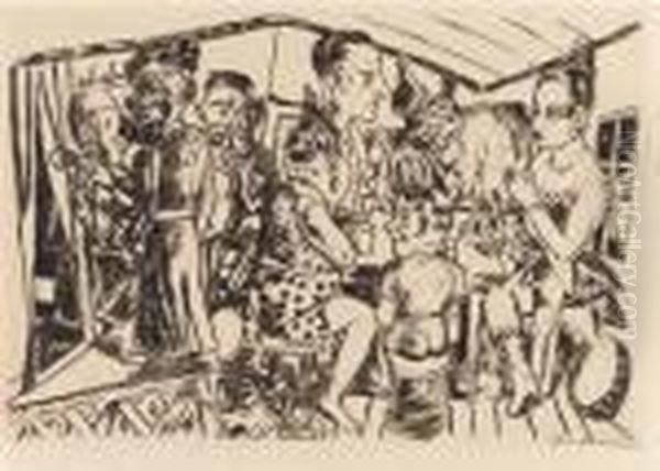 Der Jahrmarkt (the Annual Fair),
 Munich, Verlag Der Marees Gesellschaft, R. Piper & Co., 1922 (h. 
191-200) Oil Painting by Max Beckmann