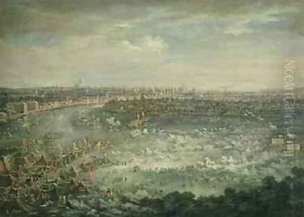 The Thames during the Great Frost of 1739-40 Oil Painting by Jan Griffier