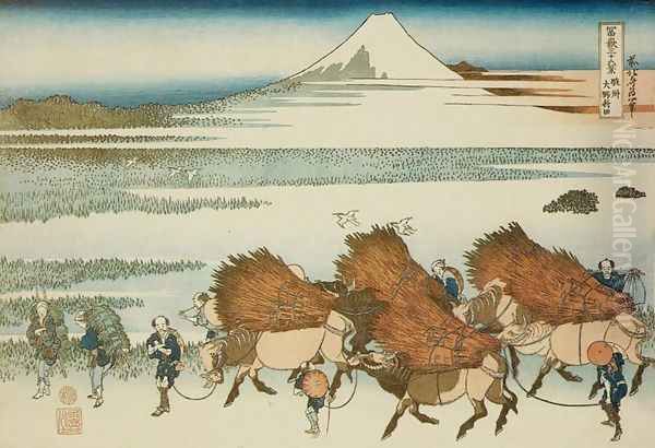 New Fields at Ono in Suruga Province (Sunshu Ono shinden) Oil Painting by Katsushika Hokusai