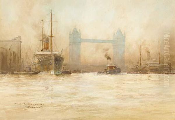 Tower Bridge, London Oil Painting by William Minshall Birchall