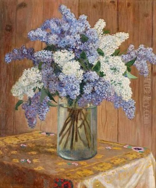 Bouquet De Lilas Oil Painting by Nikolai Petrovich Bogdanov-Belsky