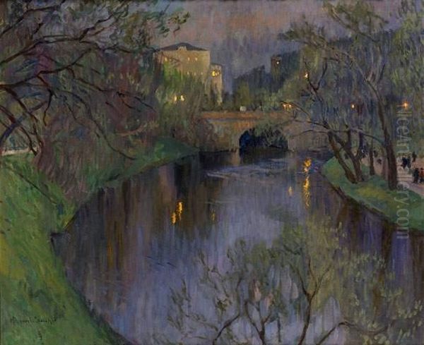 Twilight In Riga Oil Painting by Nikolai Petrovich Bogdanov-Belsky