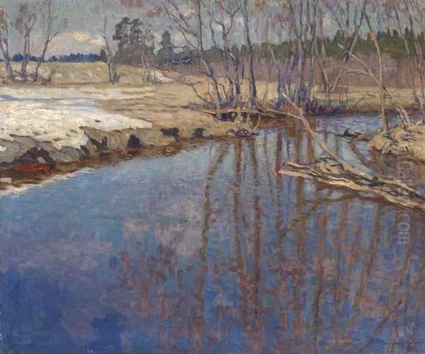 Meltwater Oil Painting by Nikolai Petrovich Bogdanov-Belsky