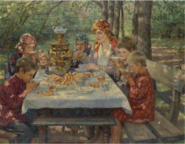 The Teacher's Guests Oil Painting by Nikolai Petrovich Bogdanov-Belsky