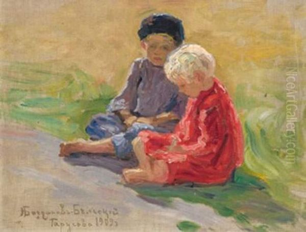 Playing Children Oil Painting by Nikolai Petrovich Bogdanov-Belsky