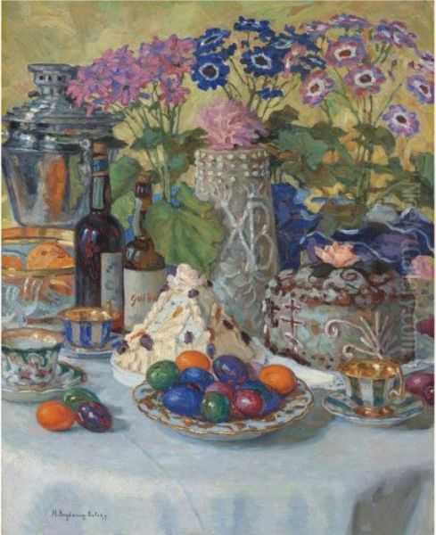 Easter Table Oil Painting by Nikolai Petrovich Bogdanov-Belsky