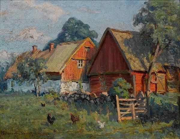 Farmhouses Oil Painting by Nikolai Petrovich Bogdanov-Belsky