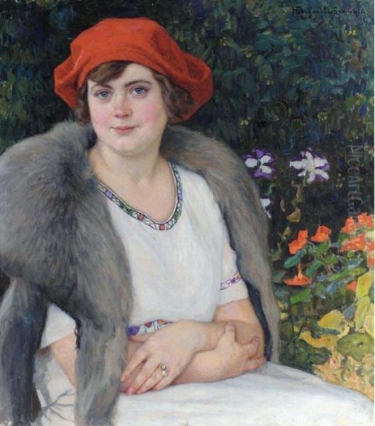 Portrait Of The Artist's Wife Oil Painting by Nikolai Petrovich Bogdanov-Belsky