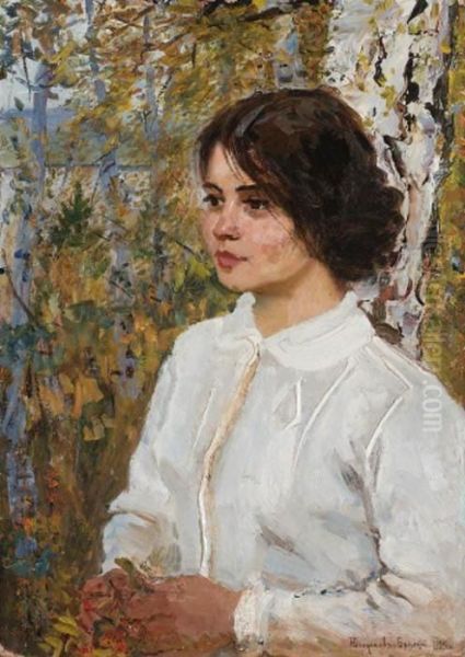 Portrait Of A Girl Oil Painting by Nikolai Petrovich Bogdanov-Belsky