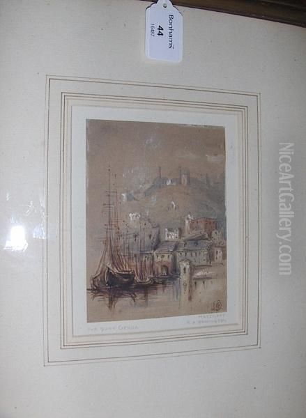 The Quay, Genoa, Watercolour Oil Painting by Richard Parkes Bonington