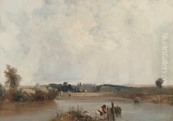 Chateau De La Duchese De Berri, On The Garonne Oil Painting by Richard Parkes Bonington