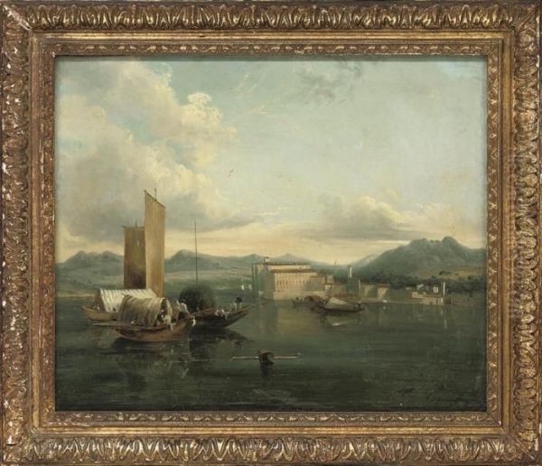 Activity In The Port Oil Painting by Richard Parkes Bonington