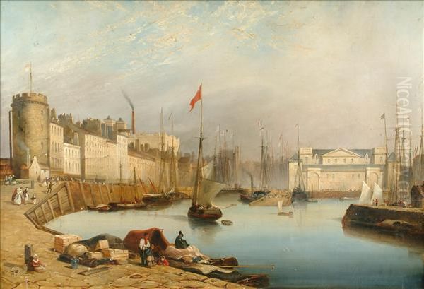 Leithharbour With Shipping Oil Painting by Richard Parkes Bonington