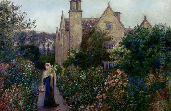 The Long Walk At Kelmscott Manor, Oxfordshire Oil Painting by Maria Euphrosyne Spartali, later Stillman