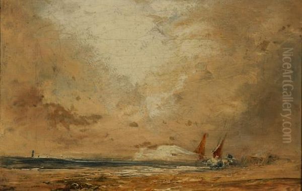 Distant Ships
And 
Stormy Seas Oil Painting by Richard Parkes Bonington