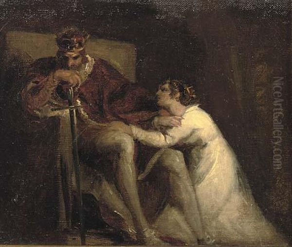 Cordelia At The Feet Of King Lear 'i Yet Beseech Your Majesty!' Oil Painting by Richard Parkes Bonington