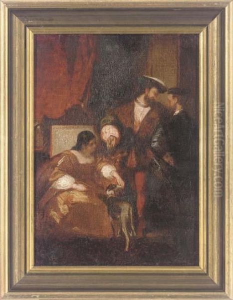 Francis I, Charles Iv And The Duchess D'etampes Oil Painting by Richard Parkes Bonington