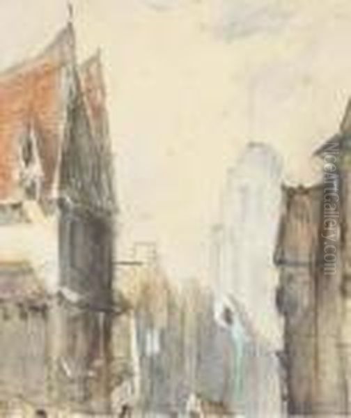 Une Rue D'abeville Oil Painting by Richard Parkes Bonington