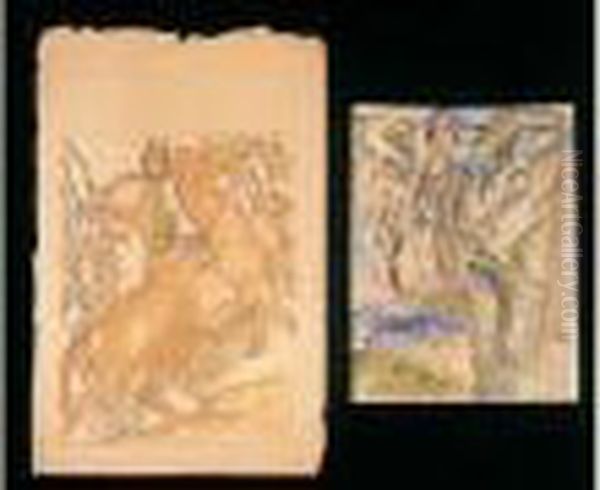 Dix Dessins Comprenant Huit Etudes Pour Une Amazone Oil Painting by Emile-Antoine Bourdelle