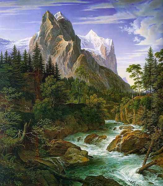 The Wetterhorn with the Reichenbachtal 1824 Oil Painting by Joseph Anton Koch